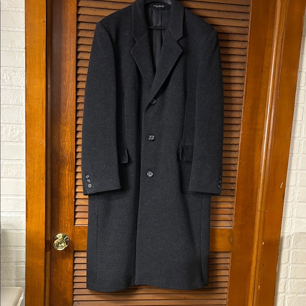 Christian Aujard 100% wool Stylish Dark Gray/black Trench Coat S-42